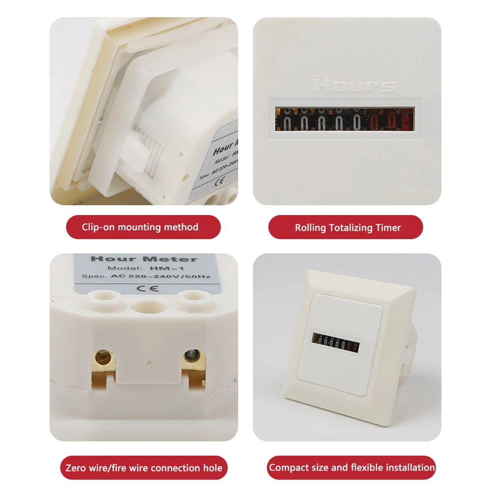 Mechanical High-precision Timer Square Electronic Hermetic Counter Digital 0-99999.9 Hour Meter Hourmeter Gauge AC220-240V 50Hz