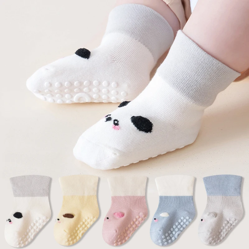 Newborn Baby Floor Socks Soft Cotton Non-slip Comfort Toddler Socks Mid Tube Child Socks for Infant Indoor Floor Activities