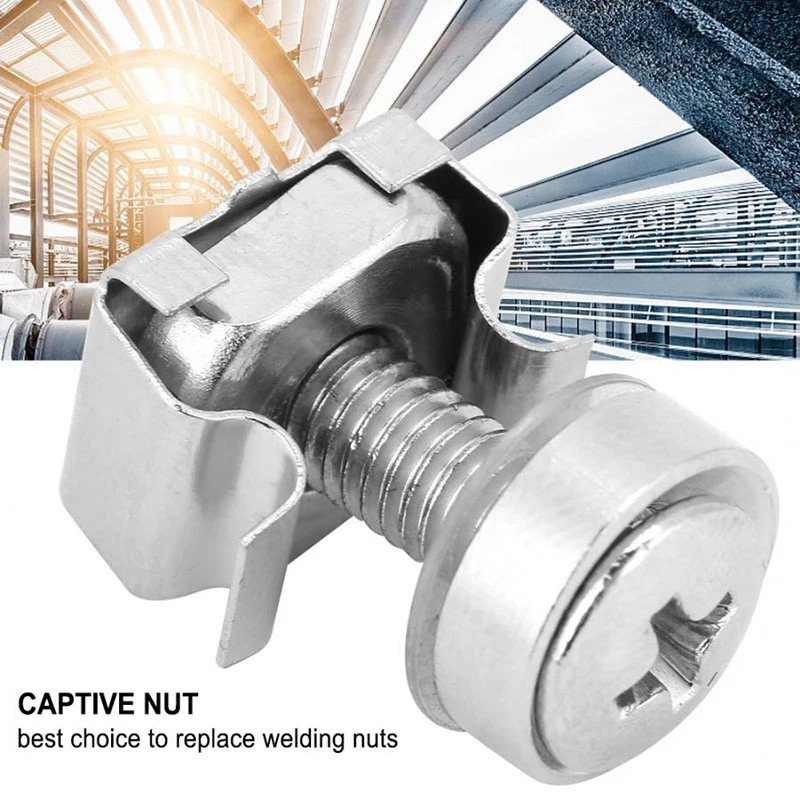 50 Sets M6 Square Hole Cage Nuts with Mounting Screws & Washers - 20mm, for Server Racks & Cabinets