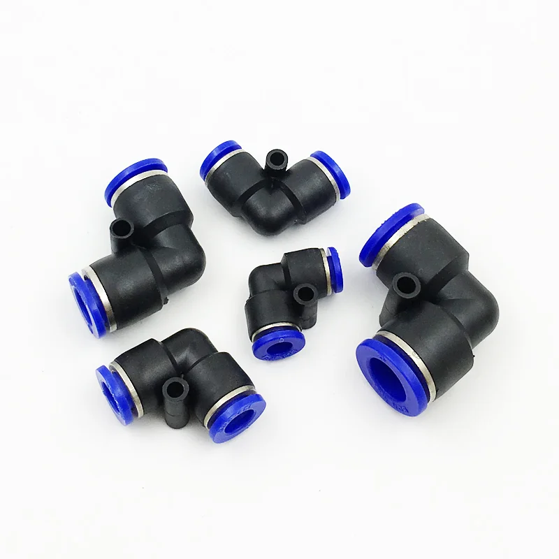 PV Degree Elbow Pneumatic Quick Fitting Plastic 4mm 6mm 8mm 10mm Air Parts Pipe Push In Water Quick Connector Slip Lock 2 Way