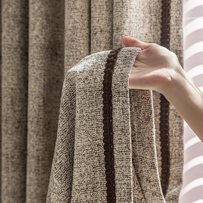 Medium Style Living Room and Bedroom High Blackout Curtains Chenille Color Jacquard High-quality Door Screen and Shutter