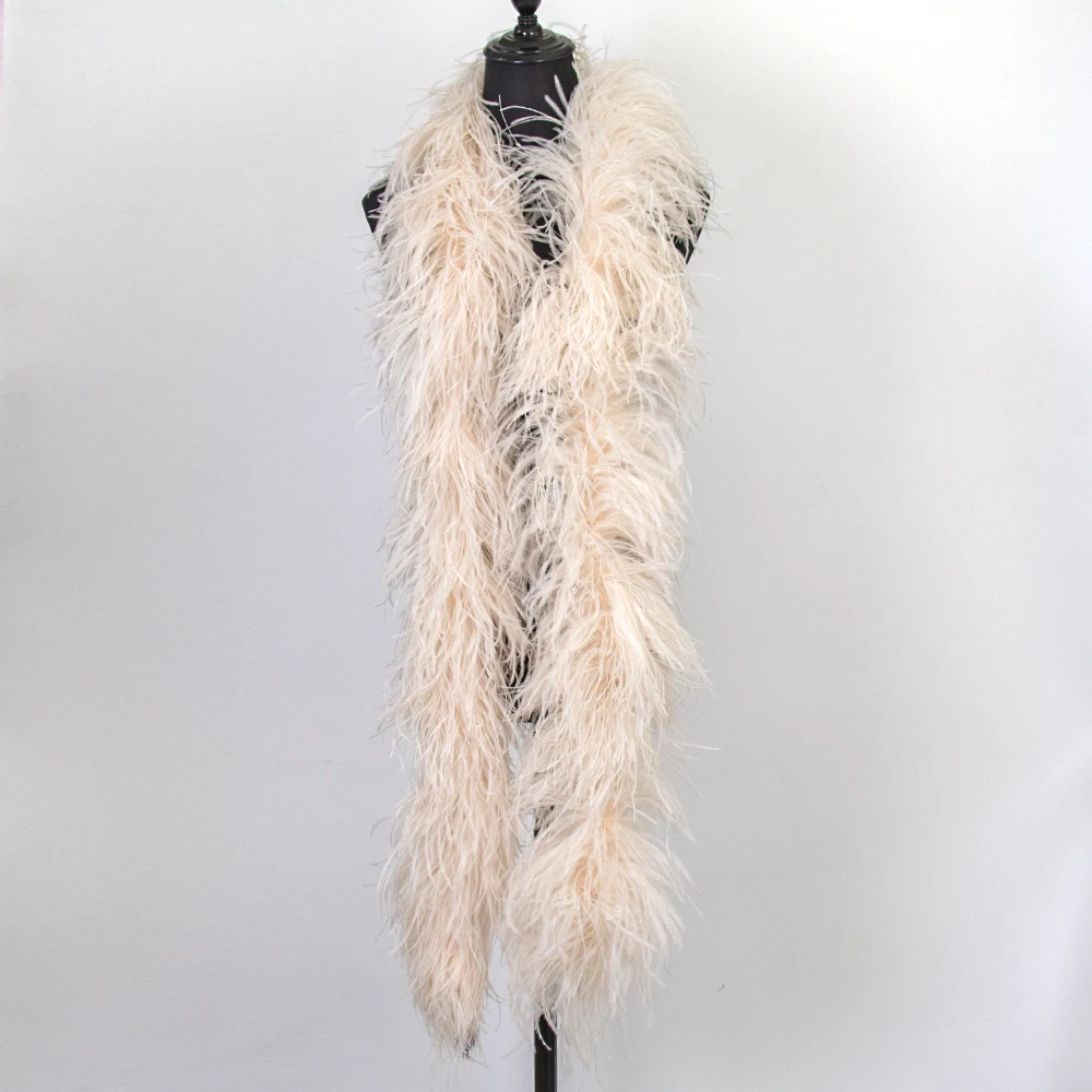 

Wholesale 10 20PCS Ostrich feather boa 6Ply Natural Ostrich Feathers Scarf for Costume Dress Sewing Accessory Natural Fluffy Boa