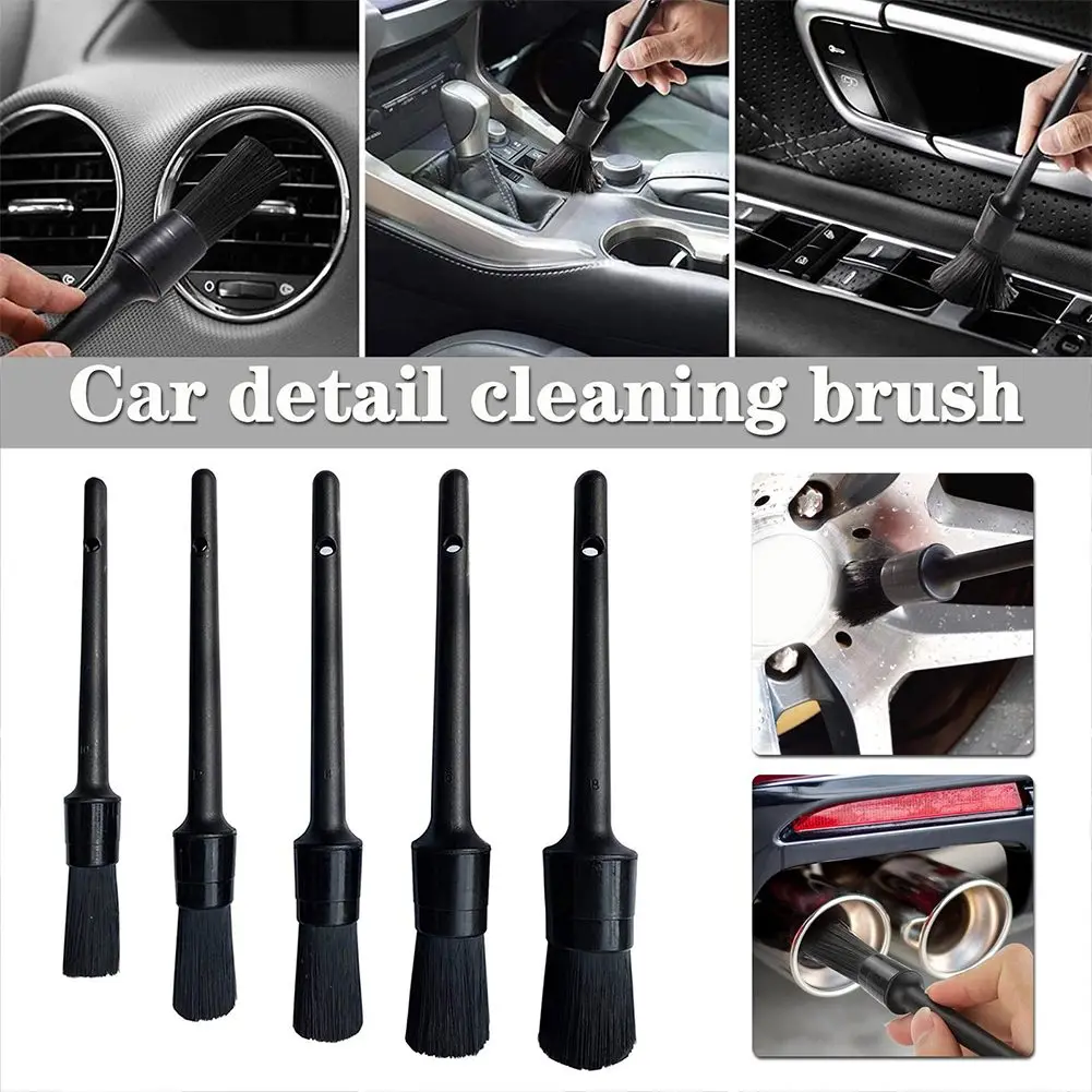 5PC Car Detailing Brush Kit Soft Vehicle Auto Interior For Wheel Clean Sets  Universal Auto Acesssories