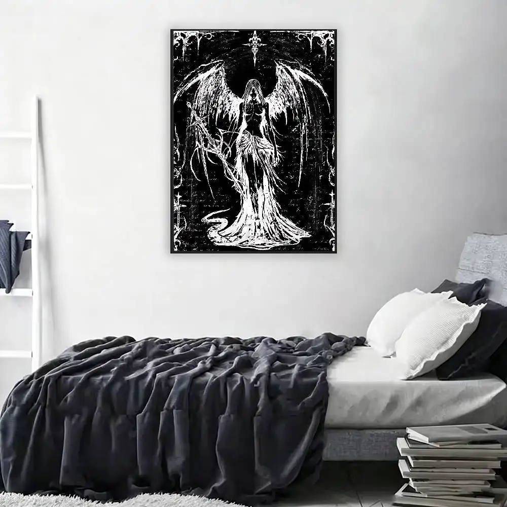 Gothic C-Cyber Sigil Cross Retro Fashion Pictorial Poster Sticky Poster Paper Sticker DIY Room Bar Cafe Wall Decor Gift
