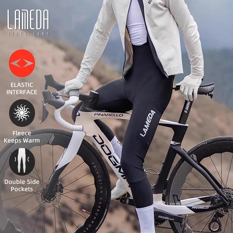 LAMEDA New Cycling Bib Pants Anti-UV UPF50+ Autumn Winter Warm SITIP Fleece Bristles Bicycle Trousers Elastic Interface With Poc