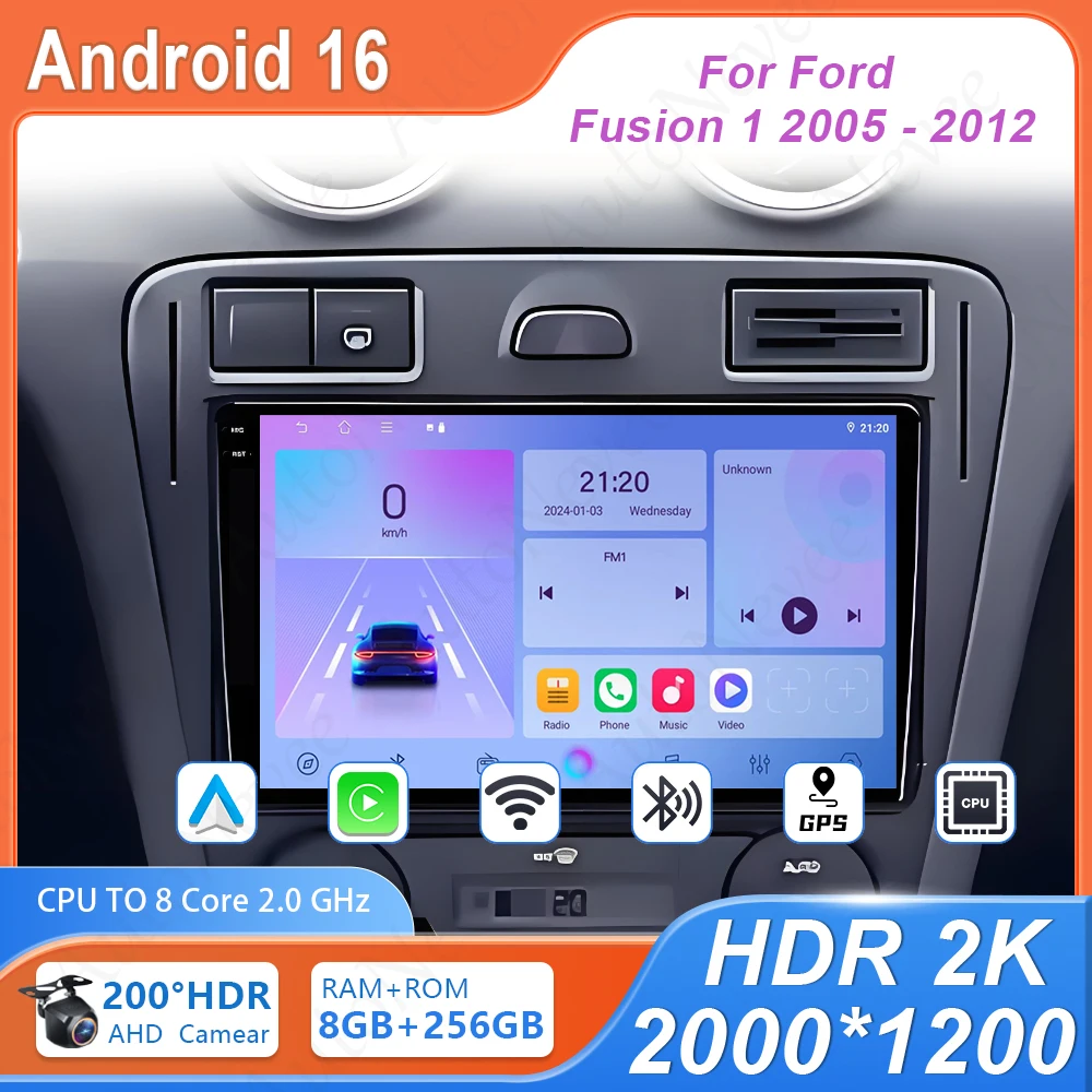 

Мультимедийный плеер Android для Ford Fusion 1 2005-2012, GPS-навигация, без DVD, 2DIN, автомагнитола, стереосистема, 4G, Wi-Fi, Bluetooth, высокая производительность