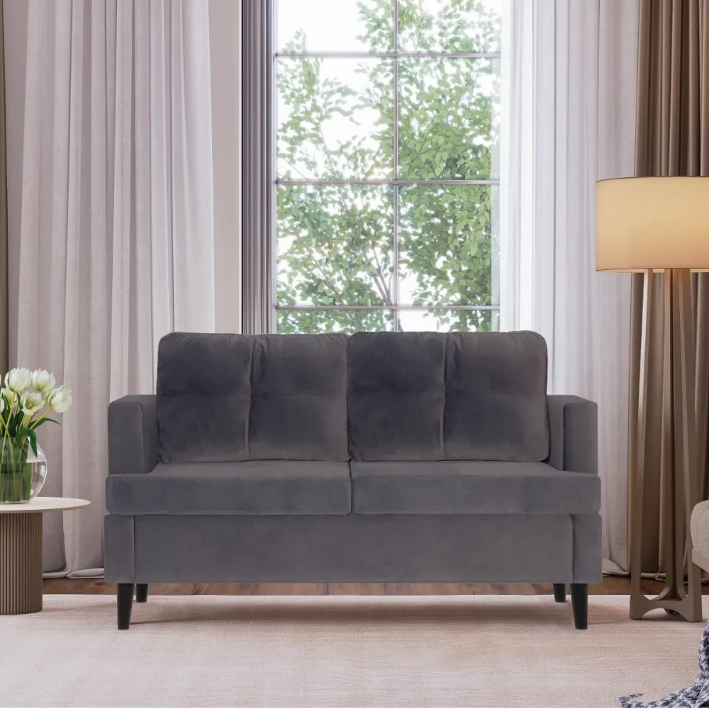 Loveseat, Grey Velvet Love Seat, Small Couch