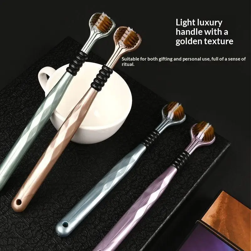 2-Piece Set Of 3-Sided Soft Bristle Toothbrushes For Adults Comprehensive Care Of Teeth And Gums
