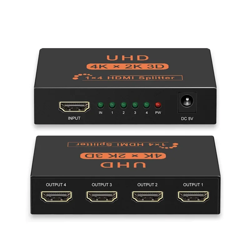 4Kx2K HDMI Splitter 1 in 2 out Video Distributor 1080P HDMI Switch 1x2 1x4 Copy Display Adapter for Loptop PC Monitor Projector