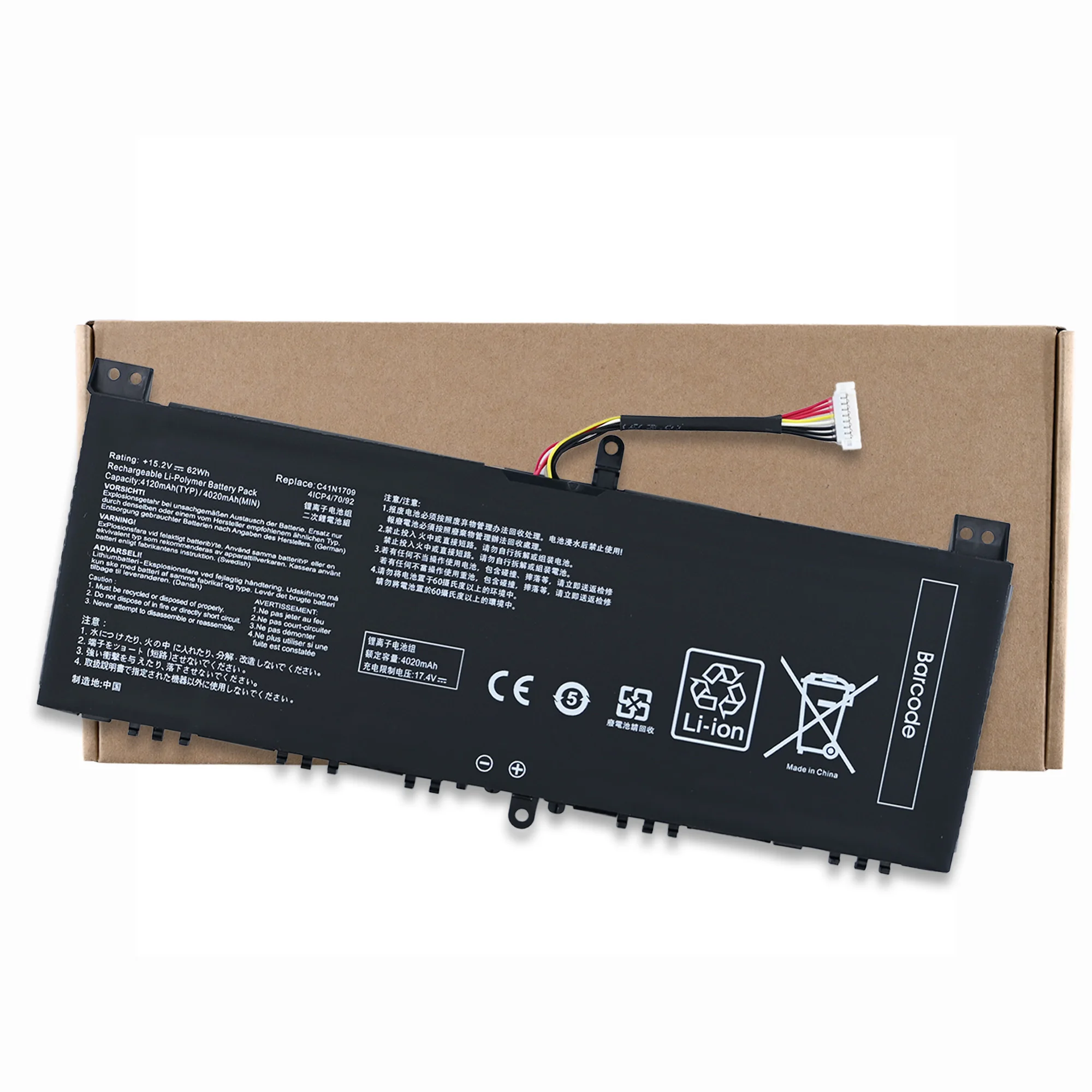LOLG C41N1709 15.2V Laptop Battery For ASUS ROG STRIX GL503VS-0041A7700HQ EI081T EI005T EI049TEI028T EI034T EI067T high Quality