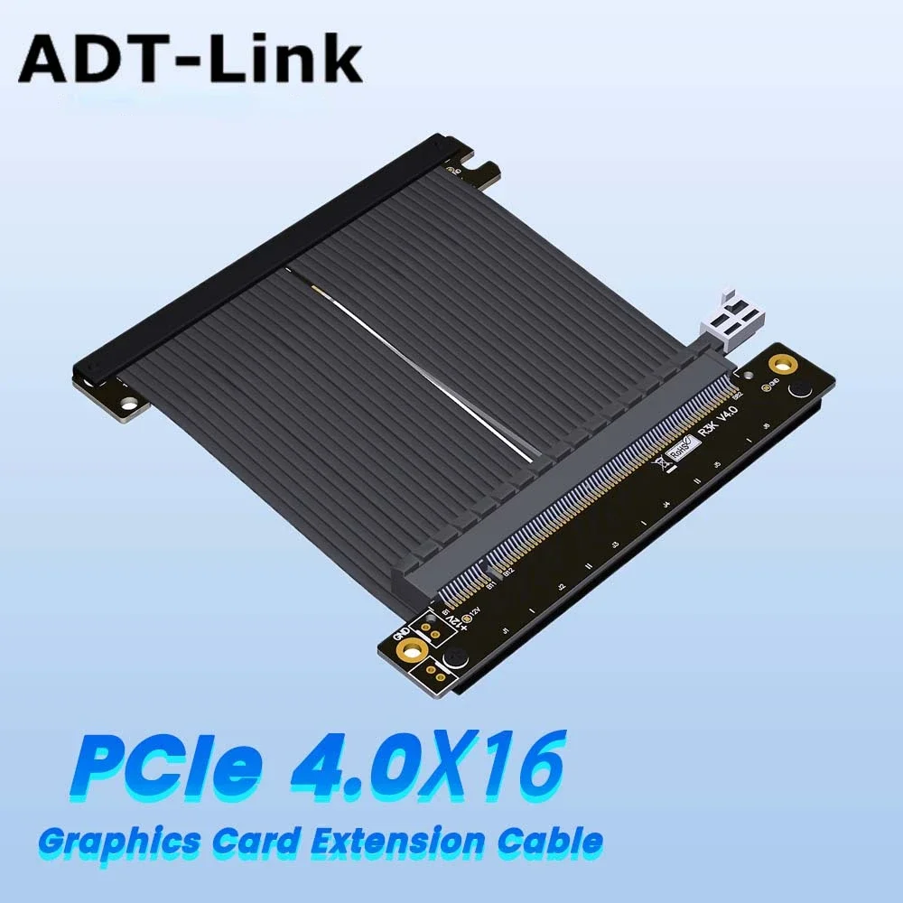 ADT-Link PCI-E x16 4.0 Riser Cable GPU Upright Full Speed RTX3090 Video Card A4 ITX Chassis Dual Reverse-angle 16x Graphics Card