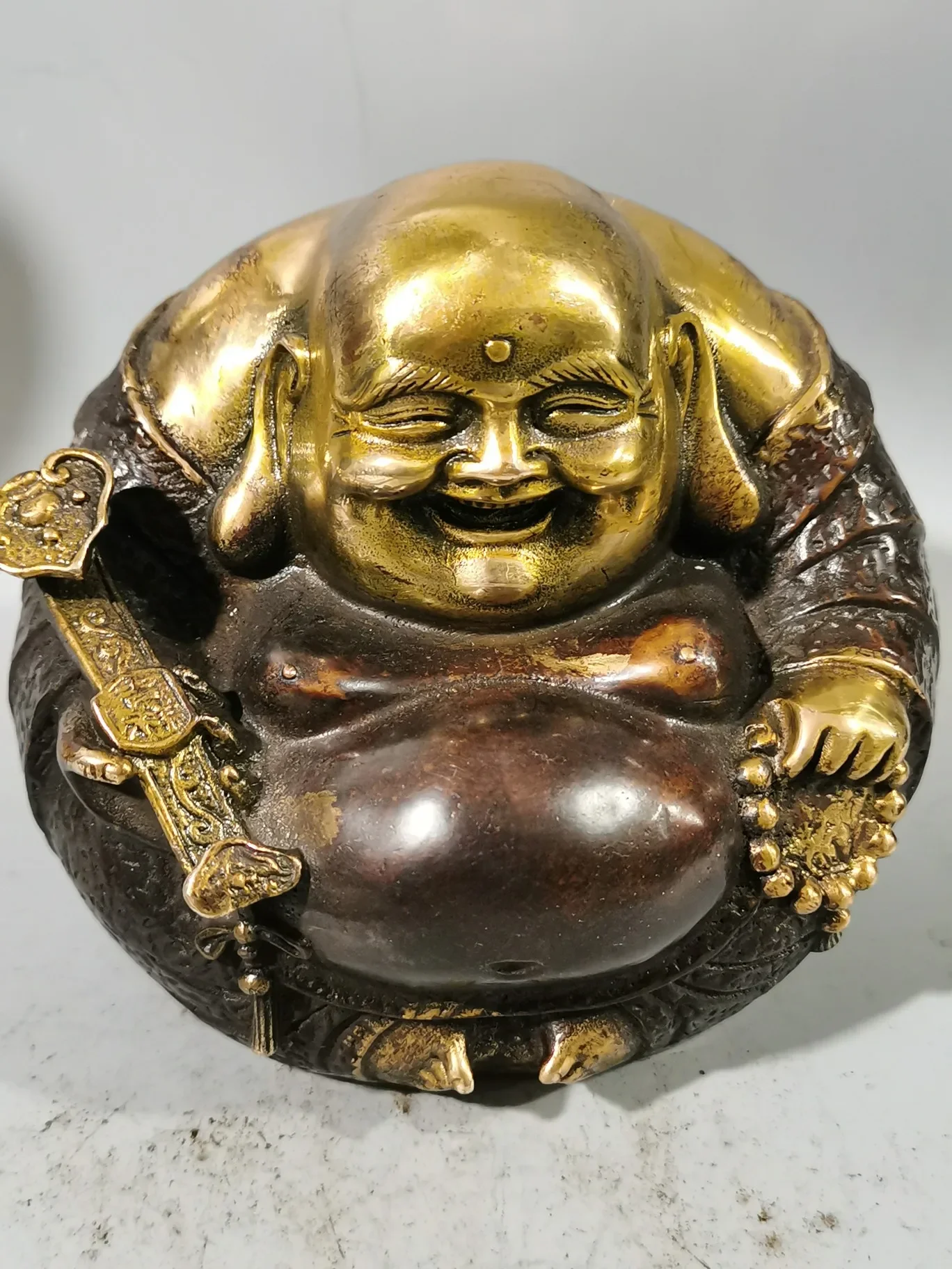 Copper Maitreya Buddha ornaments, Ruyi prayer beads, smiling Buddha, chubby Buddha, and harmonious Maitreya Buddha