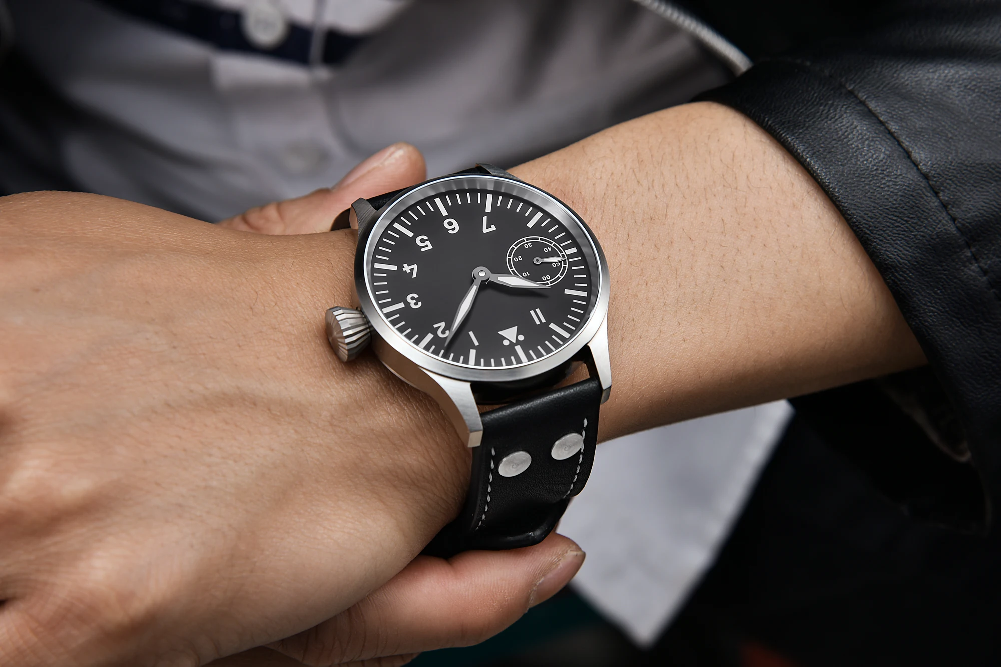Corgeut Men Hand Mechanical Watch Military Sport Swim Leather Cowhide Strap Waterproof Luminous Wrist Watches2017