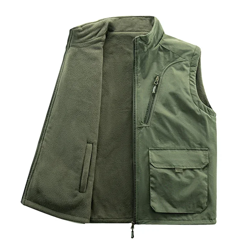 

Winter Men's Sleeveless Jackets Male Waistcoats Casual Men Warm Fleece Workwear Tops Fishing Outdoor Windproof Vest Vest Men