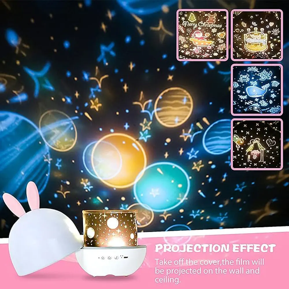 Rabbit Fairy Projection Light Night Light Multi-scene Starry Light Festive Party Atmosphere Light Lovely Gift