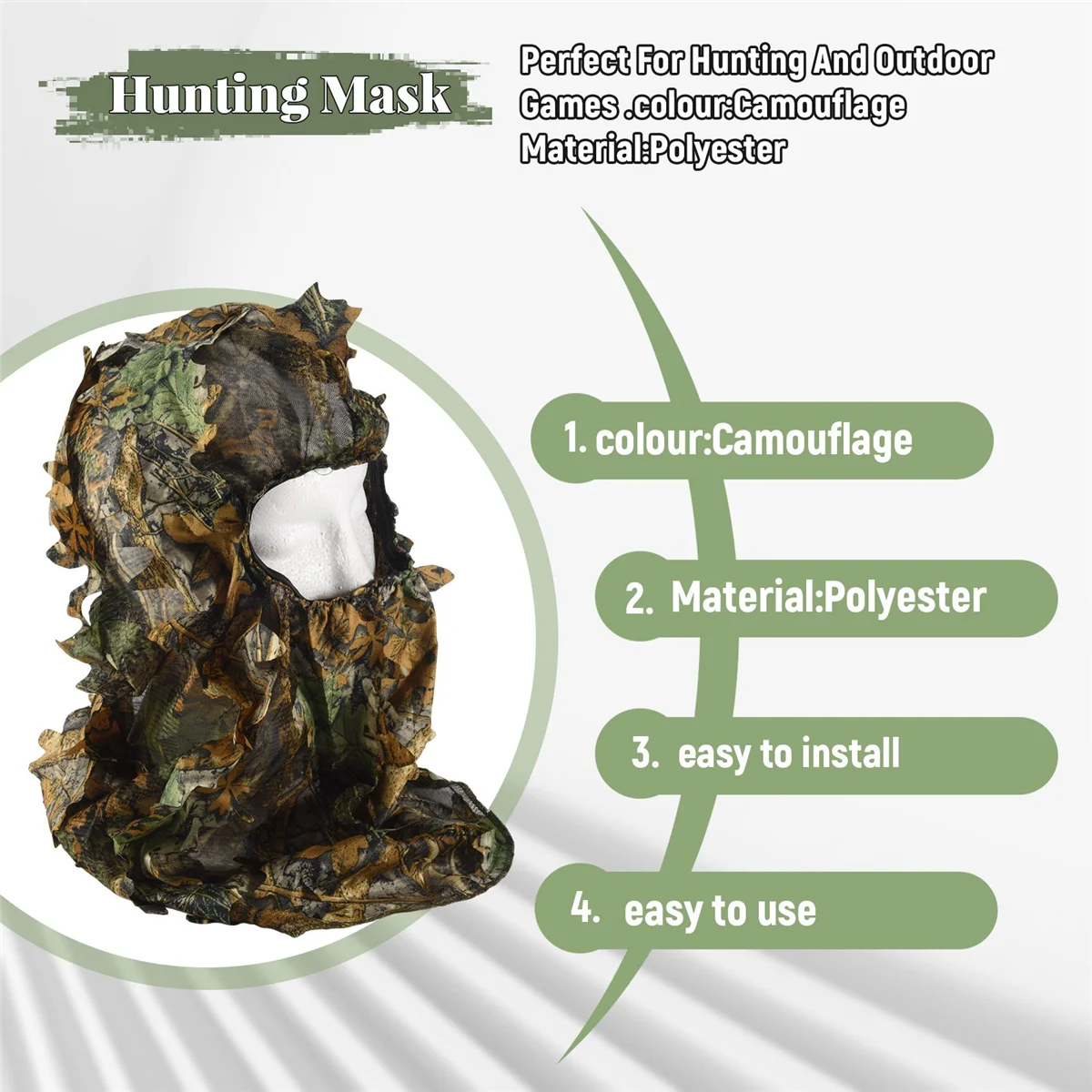 ABVB Camouflage Hunting Leafy 3D Face Mask Hood Outdoor Hunting Fishing Headgear Camo Hat