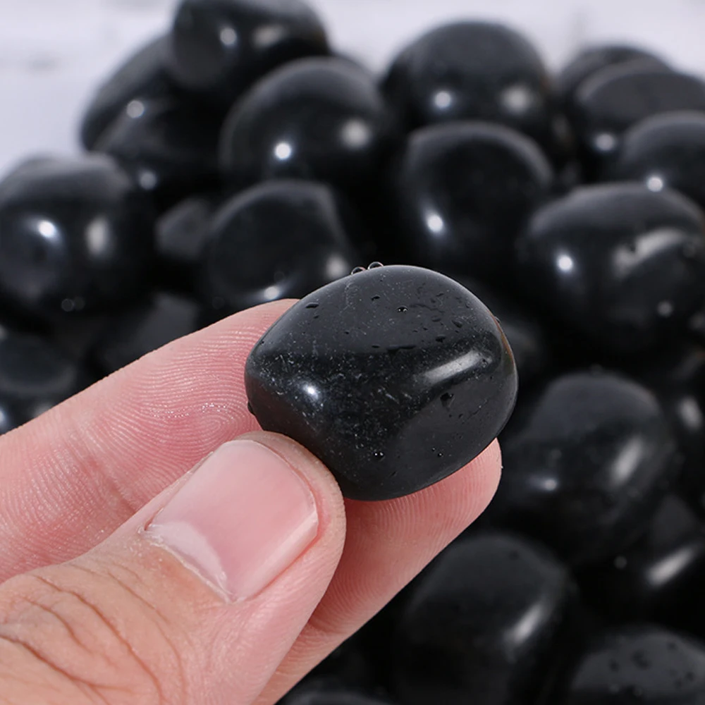 Polished Stone Natural Obsidian Tumbled Stone Reiki Healing Crystals Garden Aquarium Vase Plant Home Decoration Collection view 2