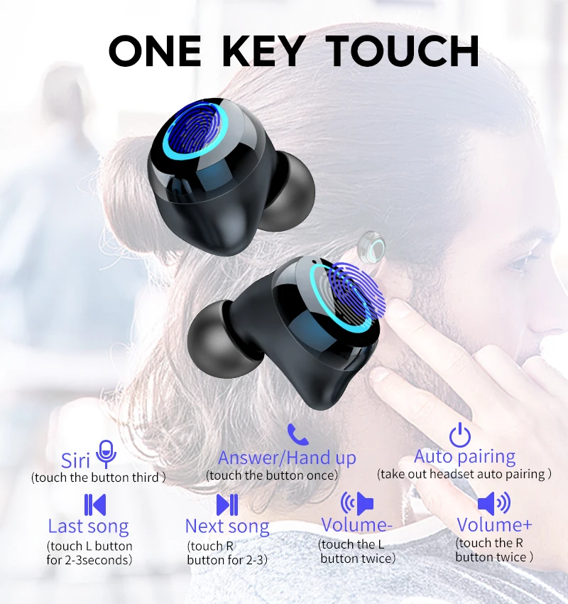 for Doogee V30T S100 V Max  V20 Pro v11 Wireless Earbud Bluetooth Headphones LED Digital Display Waterproof Headset Microphone