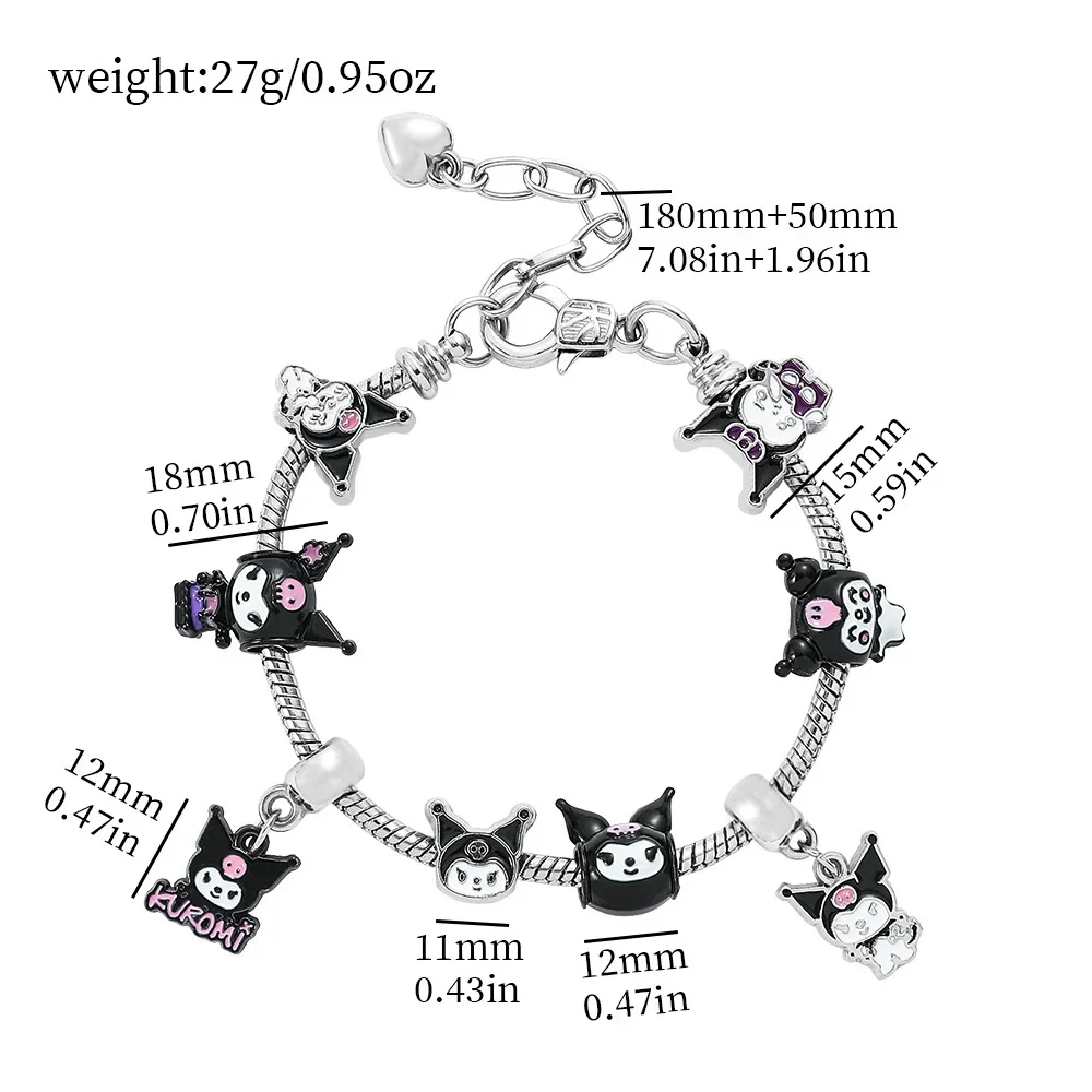 Sanrio Cartoon Hello Kitty Pandora bracciale gioielli Kuromi Kawaii bracciale Charms catena in lega argento bambini Pulsera regalo di festa