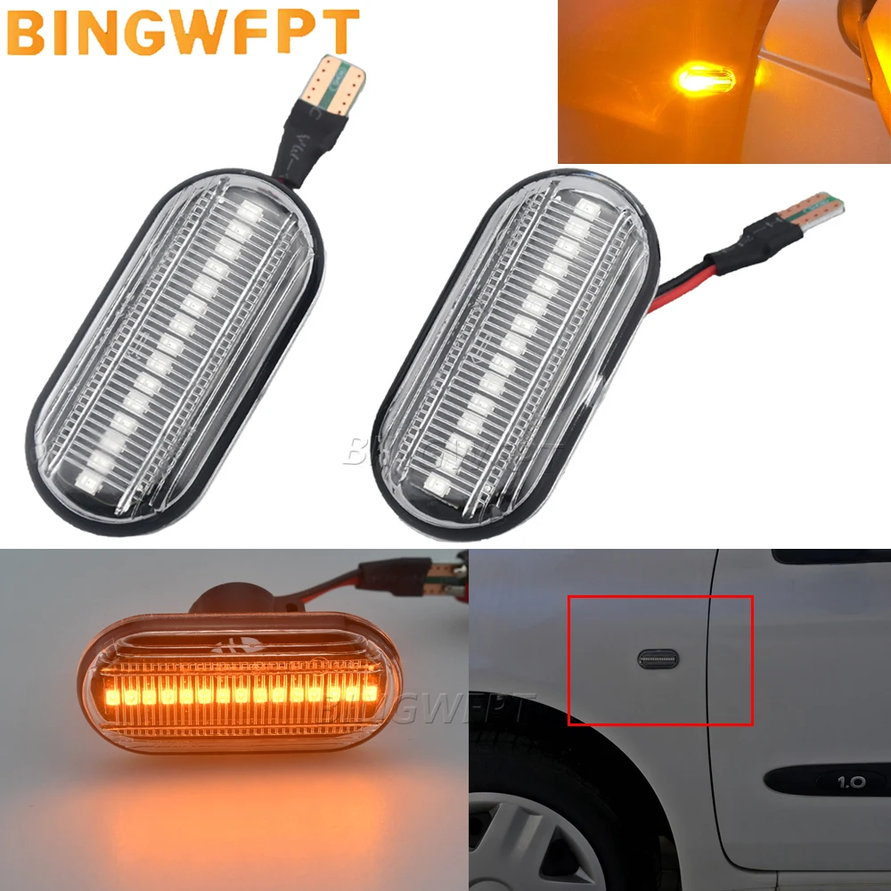 2x Led Dynamic Turn Signal Lights Side Marker For Renault Clio Trafic Kangoo Twigo Dacia Logan Duster Nissan Interstar Primastar