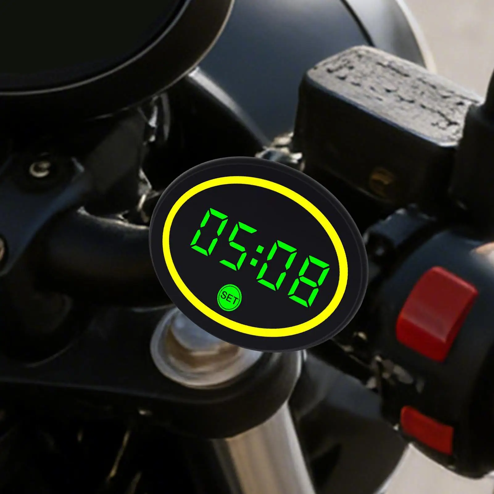 

Mini Motorcycle Clock LED Display Small Motorbike Voltage Temperature Meter For Women Teens Cycling Enthusiasts Commuting Urban