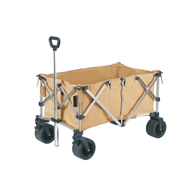 

Premium Design Aluminum Folding Wagon Portable Outdoor Vehicle 300Ibs Heavy Duty Practical Picnic Trolley for Camping Shopping