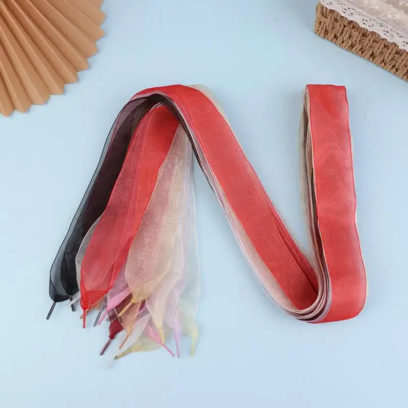 กว้าง 4 ซม.Organza รองเท้า 160 ซม.ผู้หญิง Bow Shoelaces แบนผ้าไหมซาตินริบบิ้นผ้าใบกีฬารองเท้า Laces