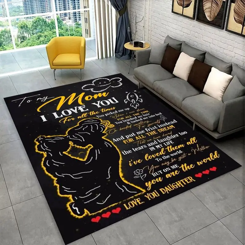 Gift Thanks To My Mom Mother Letter Present Large Area Rug Non-slip Carpet for Bedroom Living Room Sofa Home Decor Floor Mat