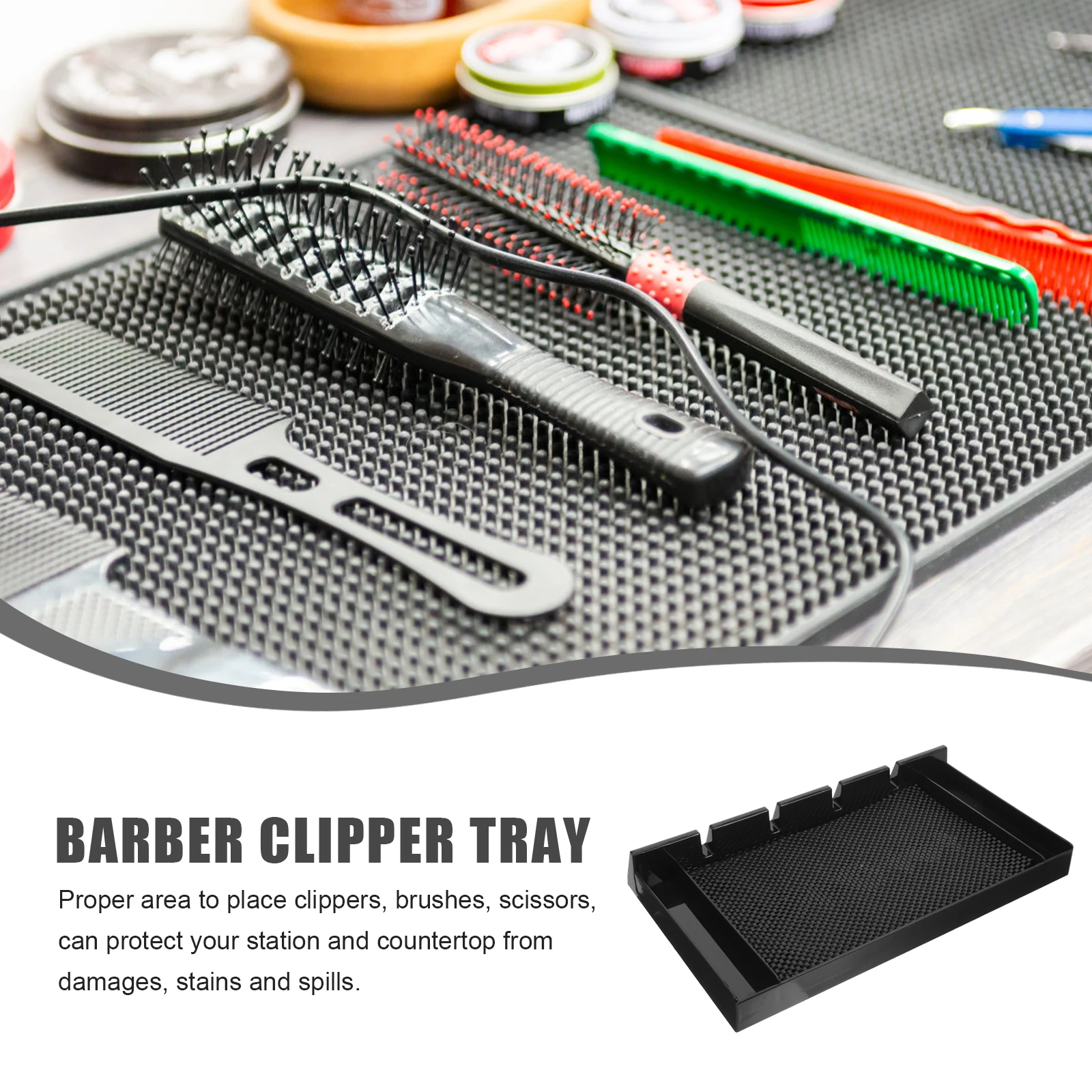 

Clipper Storage Box Tray for Hair Accessory Organizer Scissors Stand Black PC Clipper Guard Holder Barber Mat Station
