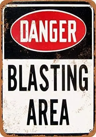 Tin Sign New Aluminum Danger Blasting Area 11.8 x 7.8