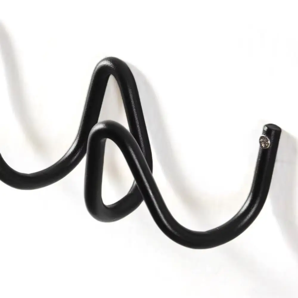 خطاف جداري معدني على شكل متموج، حامل تخزين أشتات مثبت على الحائط، مقاوم للماء، مقاوم للرطوبة، خطاف ملابس خلفي للباب #5