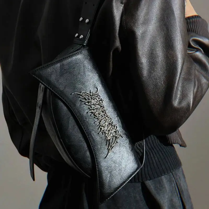 Personality Y2k Aesthetic Vintage Underarm Bag Design Office Lady Chic Shoulder Bags Japanese All Match Women's Handbags