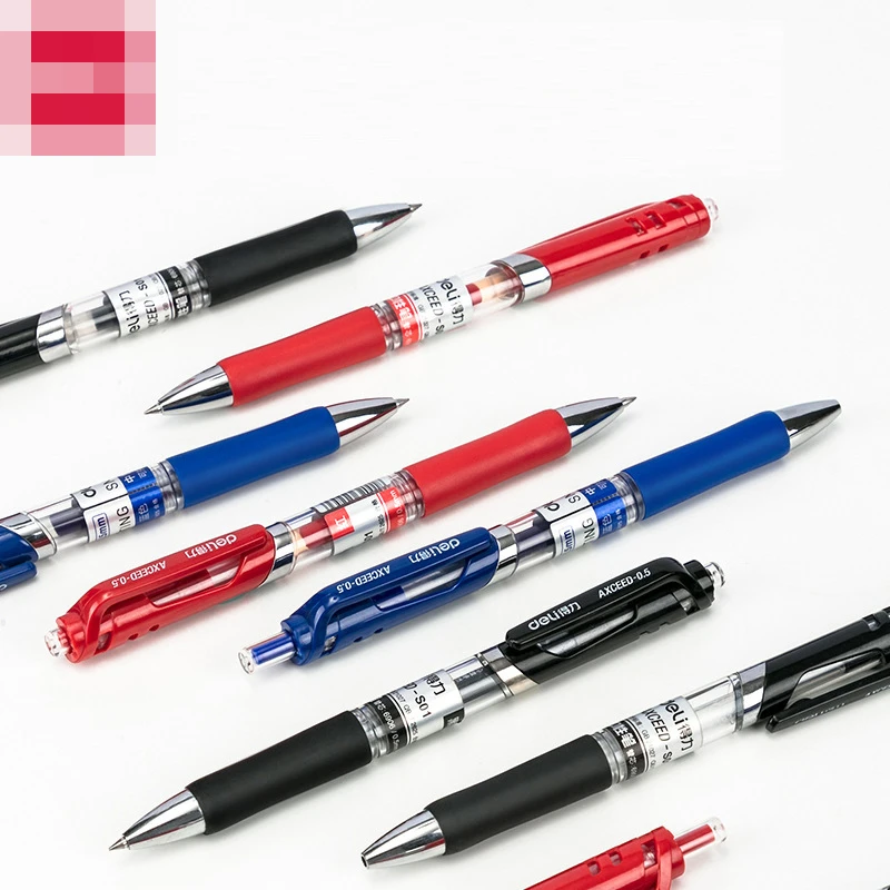 Press Gel Pen Bullet Red Pen 0.5mm Automatic Black Pen Blue Student Examination Office Wholesale Glass pen Glass fountain pen