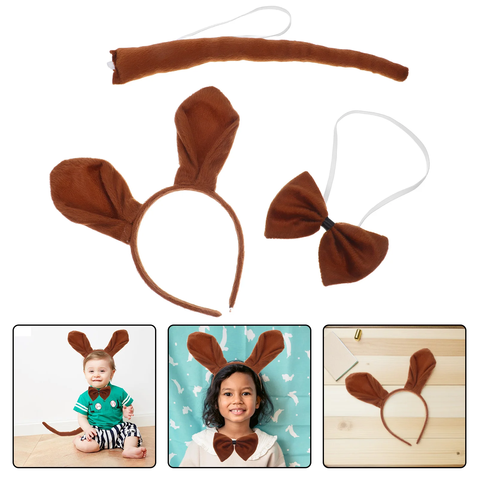 

3 pcs Baguette Three-Piece Set Animal Costume Dancing Party Decorations Cosplay Photo Prop Brown