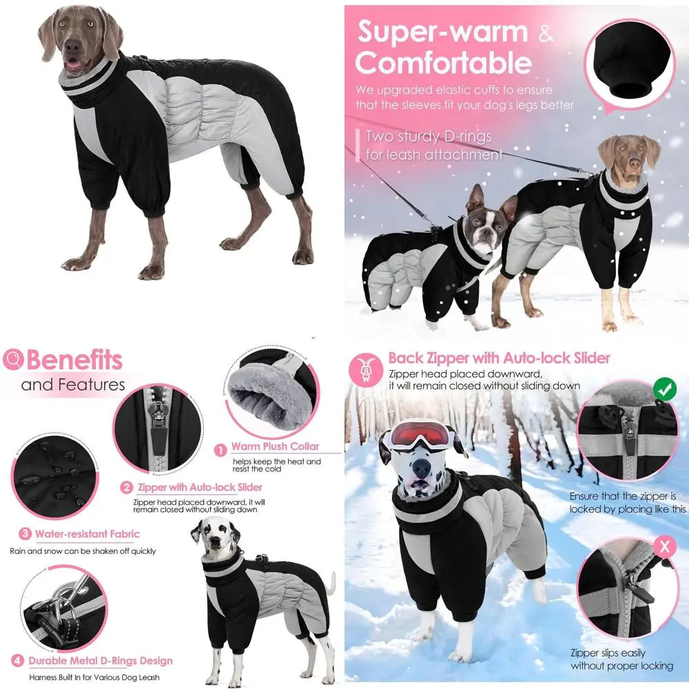 

Большая зимняя куртка для собак со встроенной шлейкой, светоотражающая водолазка, флис всего тела, XL для маленьких и больших собак