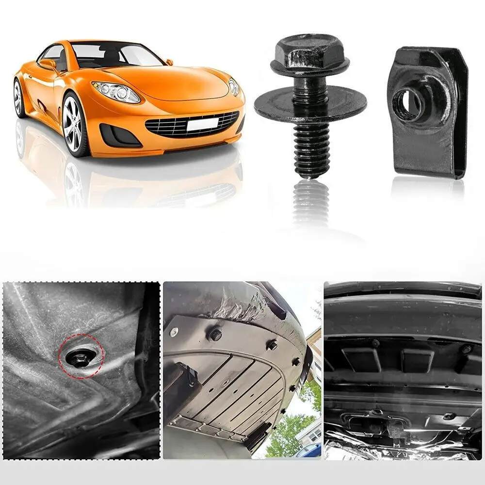 10Pcs Under Engine Gearbox Cover Undertray Shield Splash Guard Fastener Metal Clips U-clamp Holder Car