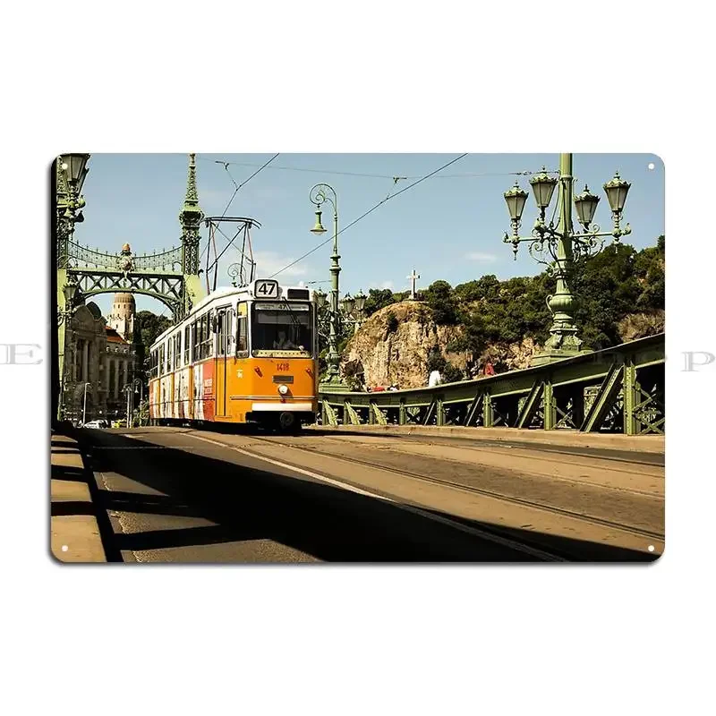 Budapest Tram Metal Sign Vintage Vintage Pub Create Living Room Tin Sign Poster