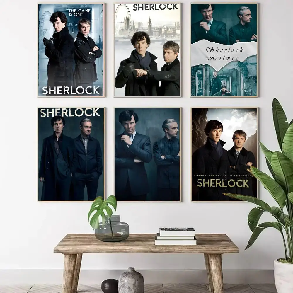 S-Sherlock H-Holme Painting Calligraphy Canvas Poster Wall Art Aesthetic Home Decoration for Living Room