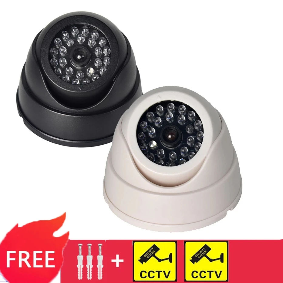 Wireless Dummy Fake Security Camera Fake CCTV Security Camera Home Dome Waterproof With Flashing Red LED Lights Indoor Outdoor