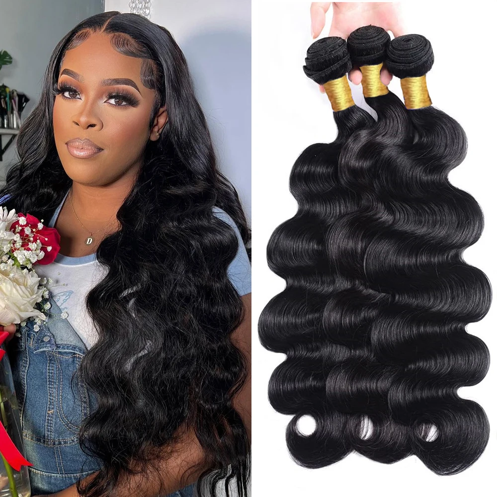 Body Wave Bundles Brazilian 30 Inch Human Hair Bundles 1 3 4 Full & Thick Natural Color Remy Hair Extensions Human Hair Tissage