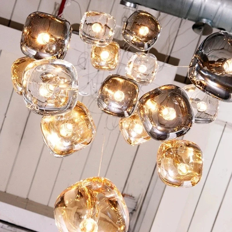Modern Crystal LED Chandelier Living Room Staircase Pendant Light Suspension Luminaire Home Decoration Accessories Hanging Lamps