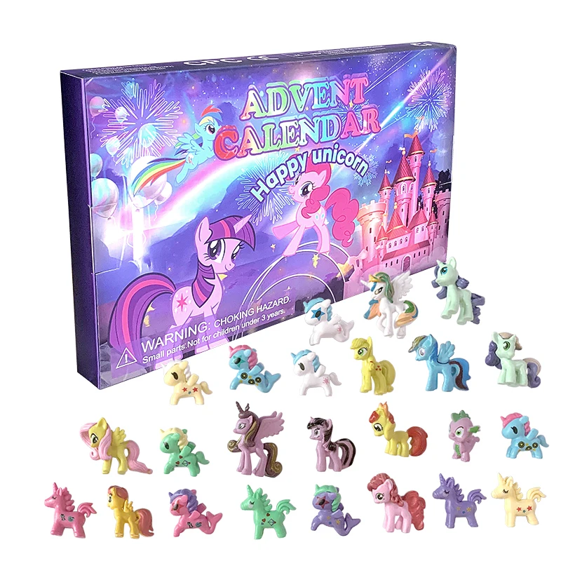 24Pcs/Box My Little Pony Advent Calendar Countdown Anime Figures Gift Box Pokemon Pony PVC Model Dolls Kids Toys Gifts