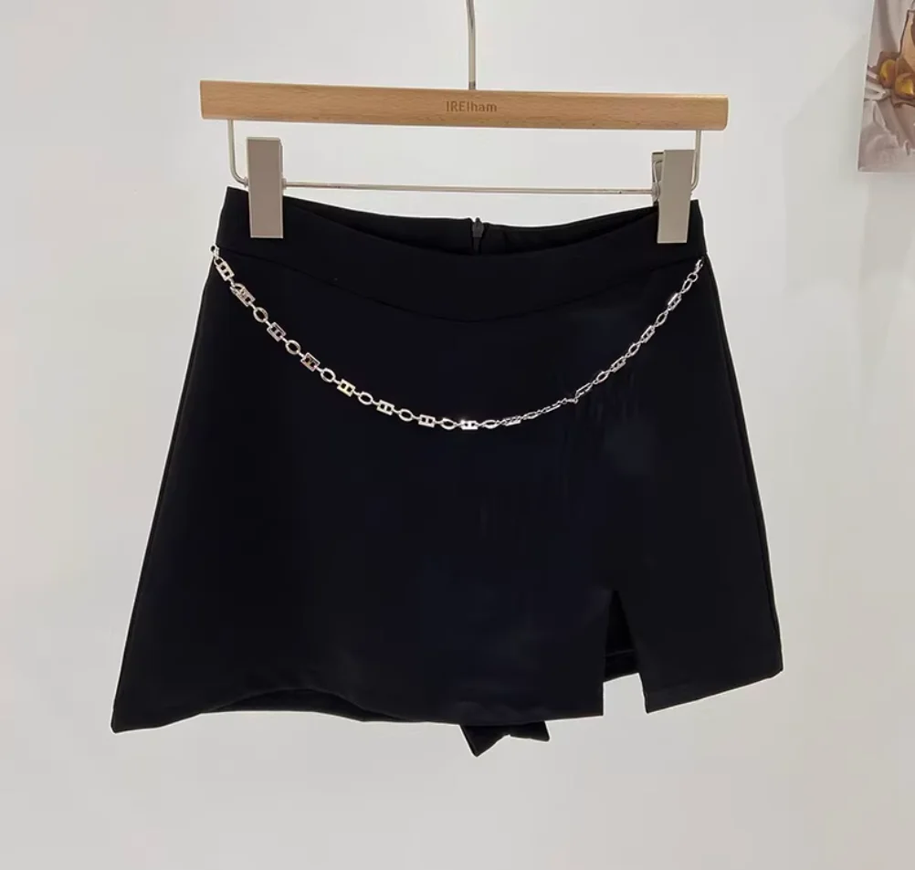 Nova moda sexy cintura alta cor sólida fino ajuste acima do joelho mini saia dividida linha a para mulher, 2 cores