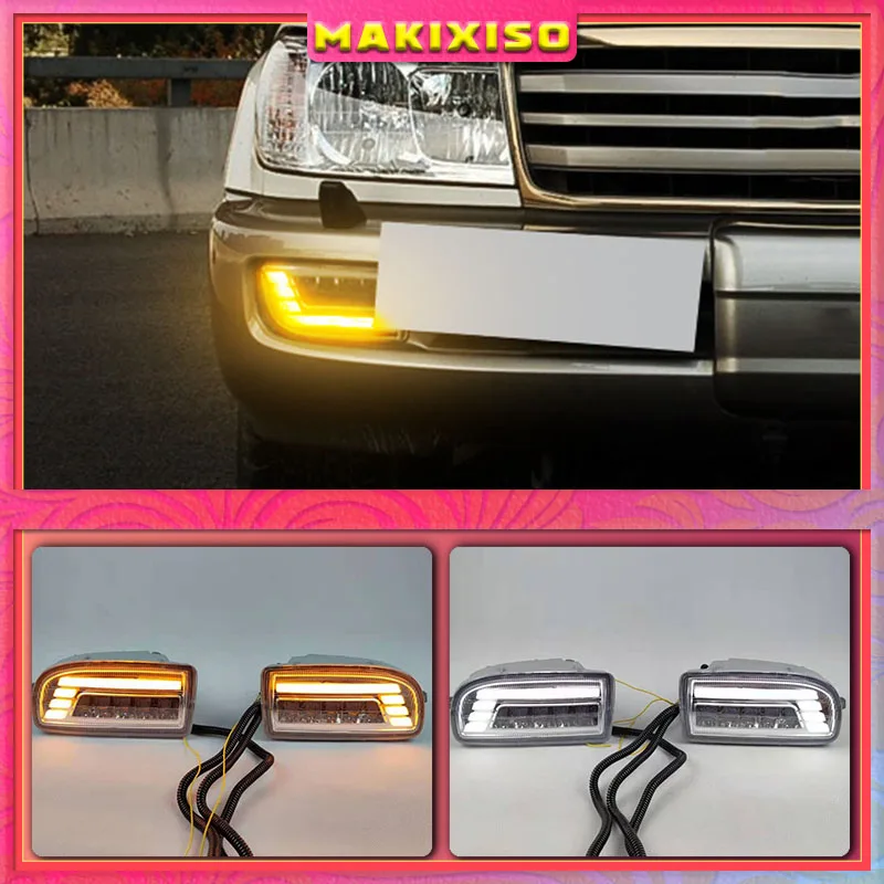 

A pair Modified front fog lamp For Toyota Land Cruiser Fj100 LED With Lens Front Bumper lamp Daytime Running Light