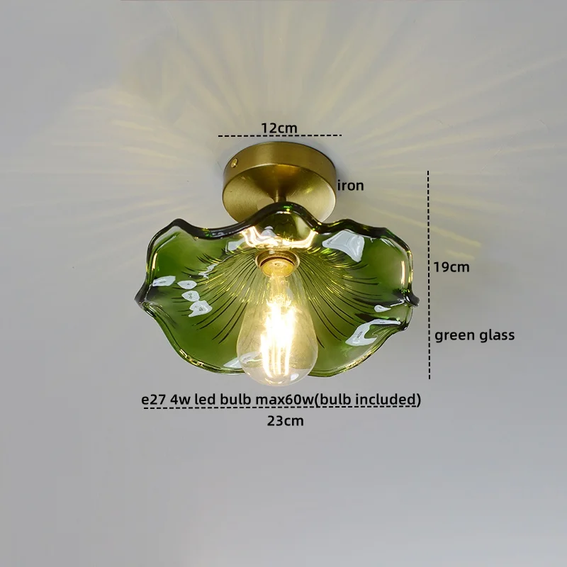 IWHD Green Glass LED Ceiling Lamp Home Lighting Living Room Hallway Balcony Vintage Ceiling Lights Fixtures Lamparas De Techo