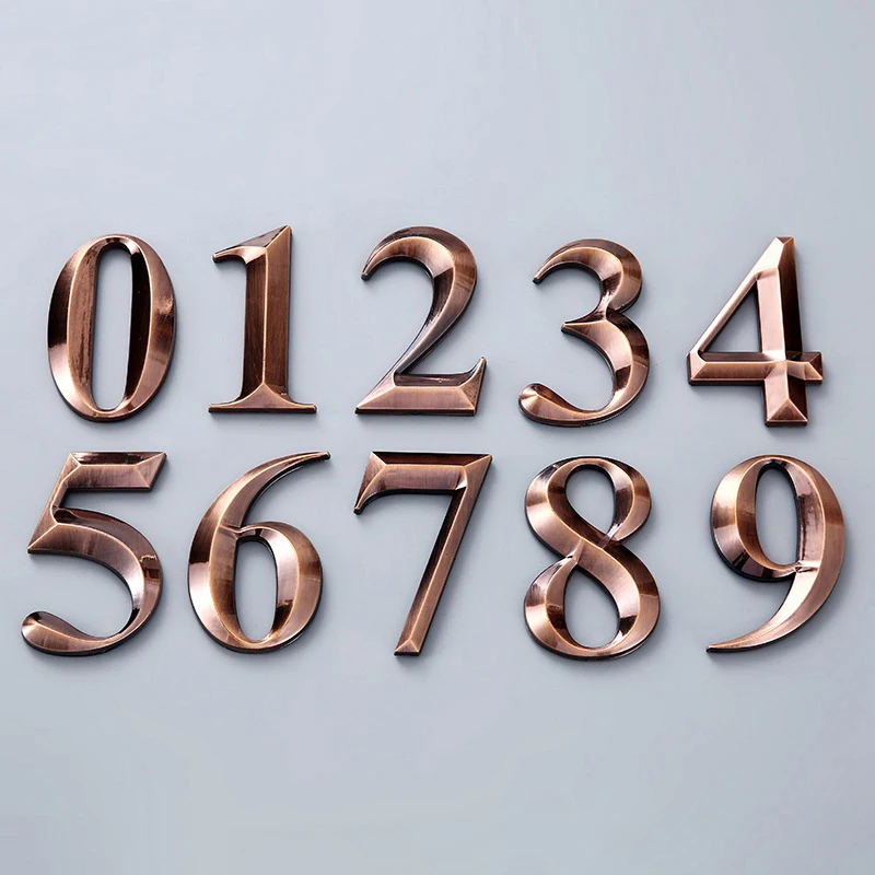 Door Head Stereoscopic Characters 2.7-inch ABS Metal Sensing Number Plate 7cm Stereoscopic House Number Digital