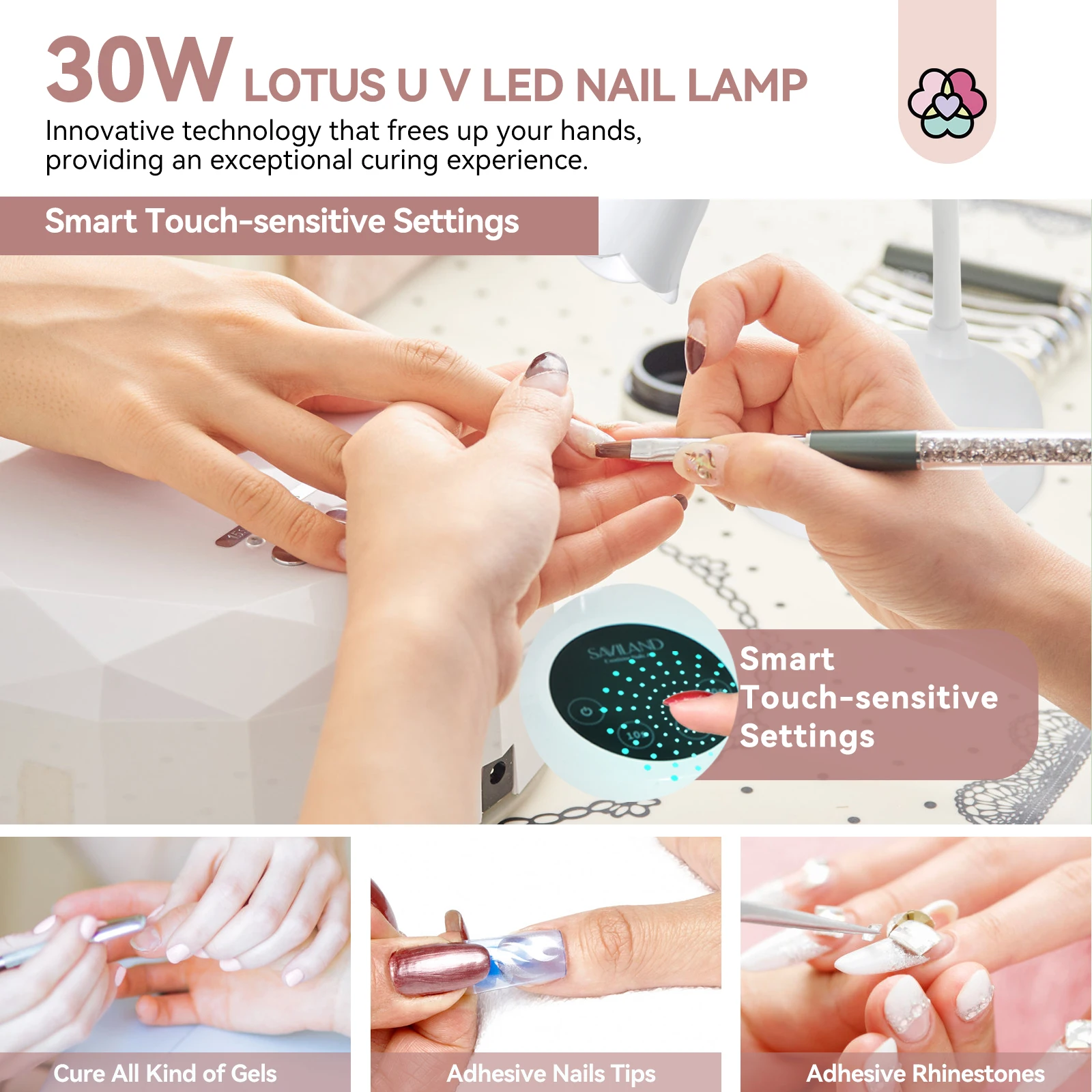 SAVILAND Rechargeable UV LED Nail Lamp Mini Gel Polish Drying Lamp Goosenecks Cordless Nail Lamp for Gel Nail Quick Drying