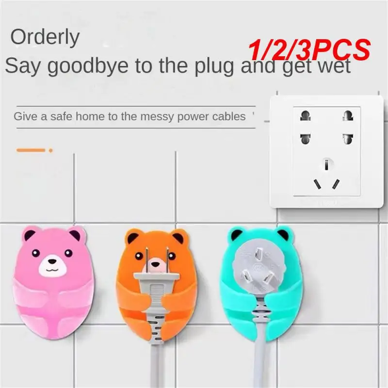 

1/2/3PCS Multi-purpose Hook Plug Storage Hook Bear Shape Hooks Self Adhesive Hooks Wall Mounted Multi-function Hooks No-punch