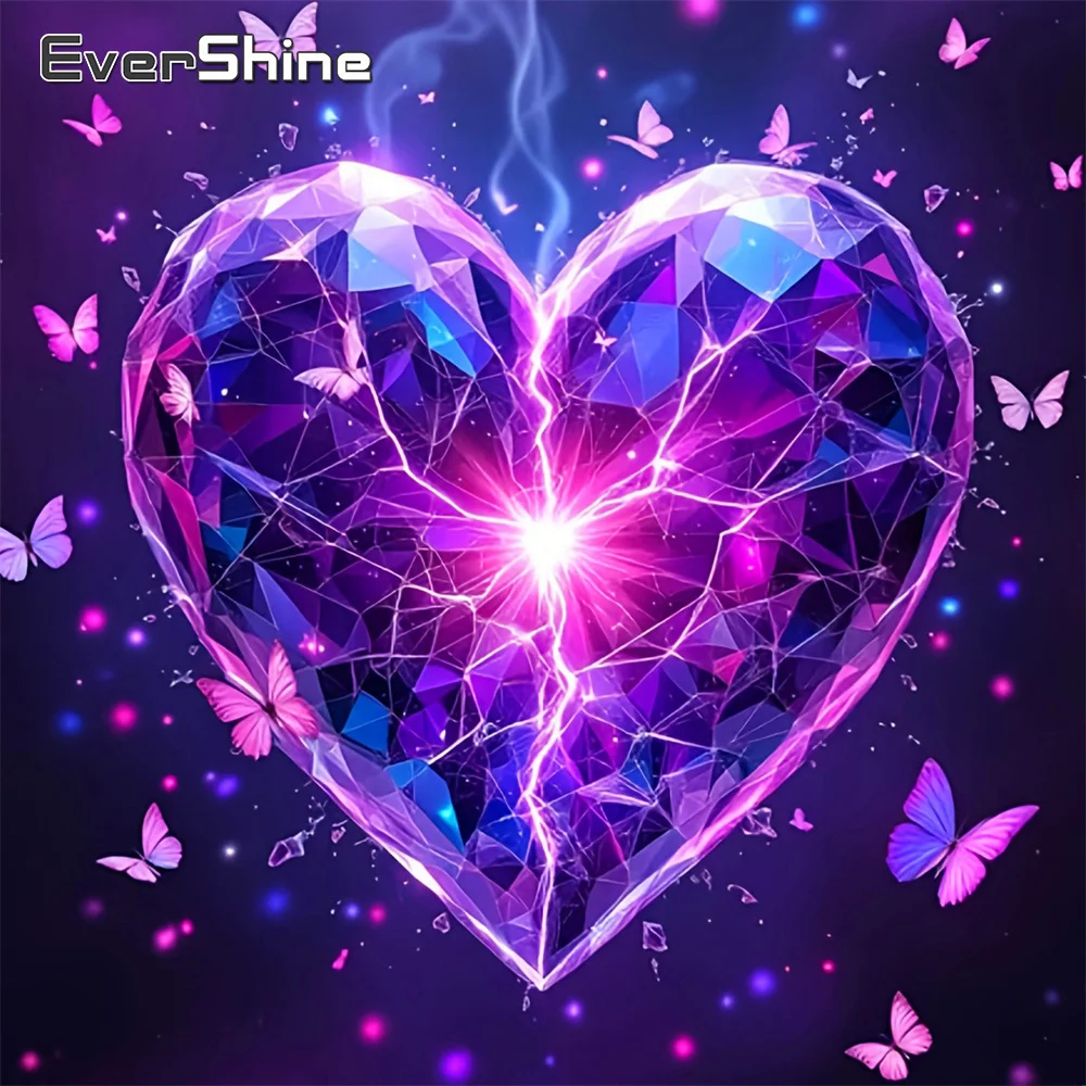 Evershine Diamant-Stickerei, Liebesherz, Bild von Strasssteinen, Gemälde, Schmetterling, Bastelset, Mosaik, Tier, handgefertigtes Geschenk