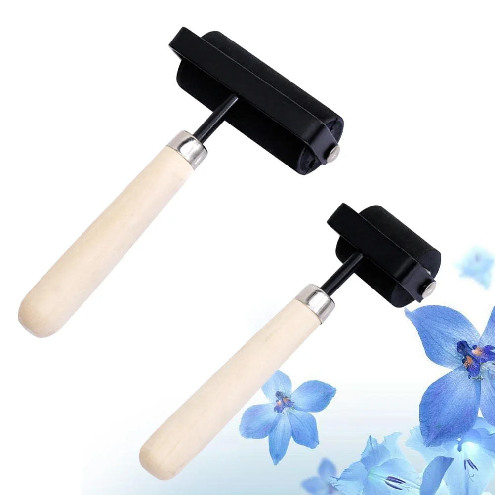 

2Pcs Ink Roller Rubber Roller Solid Wooden Handle Printing Stamping Scrapbooks Wallpapers Rubber Smooth Even Ink